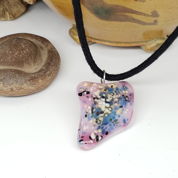 Fused Glass Art Pendant Necklace - Picture 4 of 8